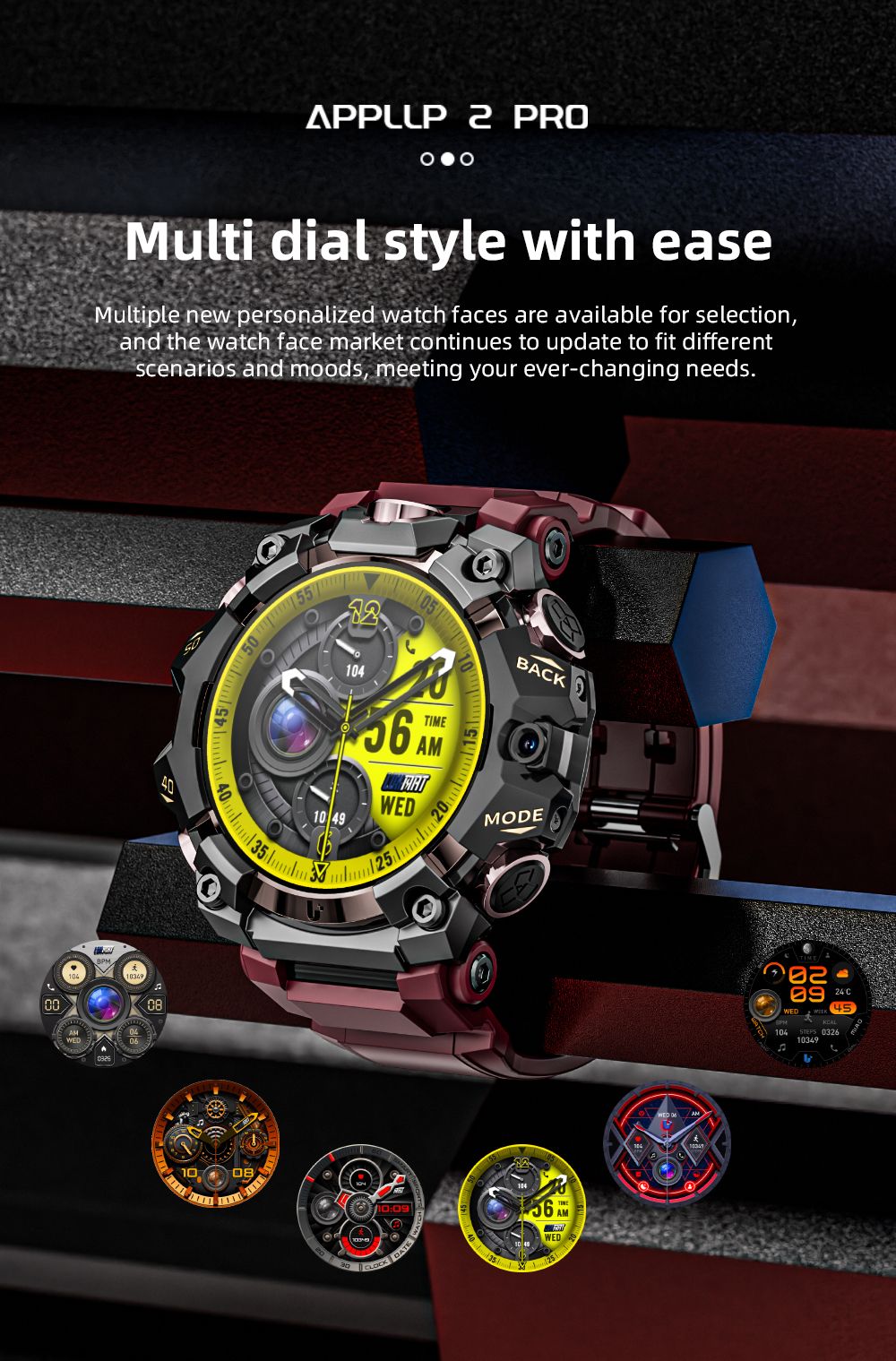 LOKMAT APPLLP 2 Pro Smartwatch 1 508 inch AMOLED Screen Supports 5G LTE Dual Cameras Facial Recognition Health Data Monito