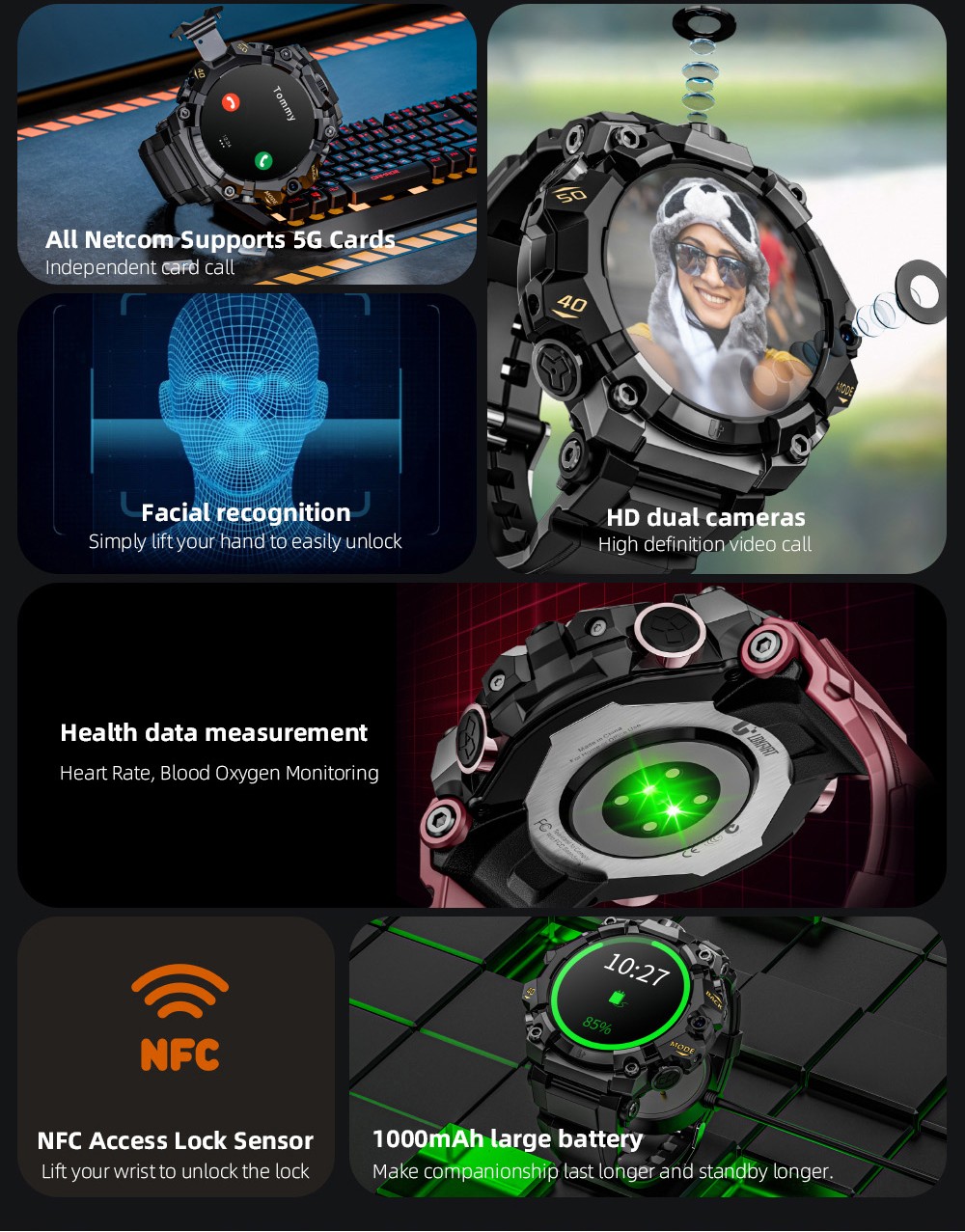 LOKMAT APPLLP 2 Pro Smartwatch 1 508 inch AMOLED Screen Supports 5G LTE Dual Cameras Facial Recognition Health Data Monito