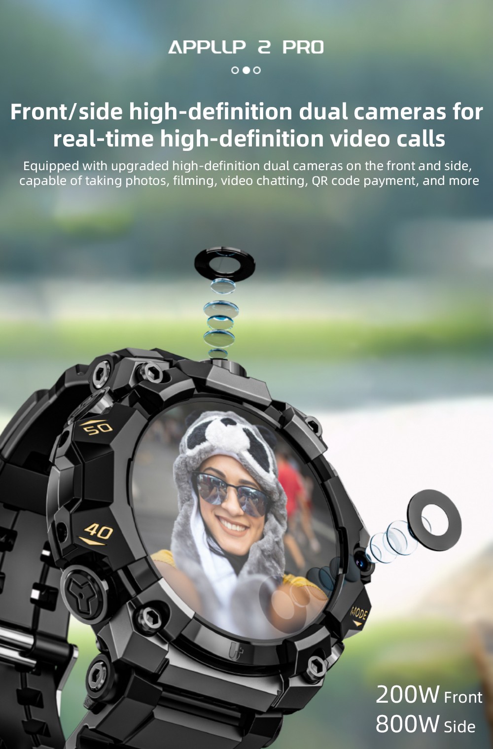 LOKMAT APPLLP 2 Pro Smartwatch 1 508 inch AMOLED Screen Supports 5G LTE Dual Cameras Facial Recognition Health Data Monito