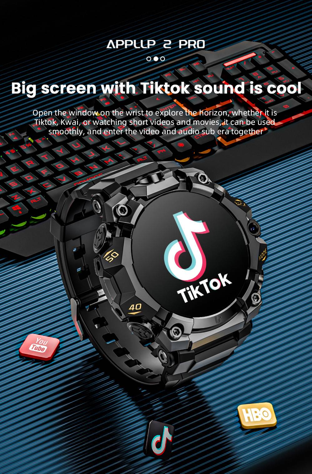 LOKMAT APPLLP 2 Pro Smartwatch 1 508 inch AMOLED Screen Supports 5G LTE Dual Cameras Facial Recognition Health Data Monito