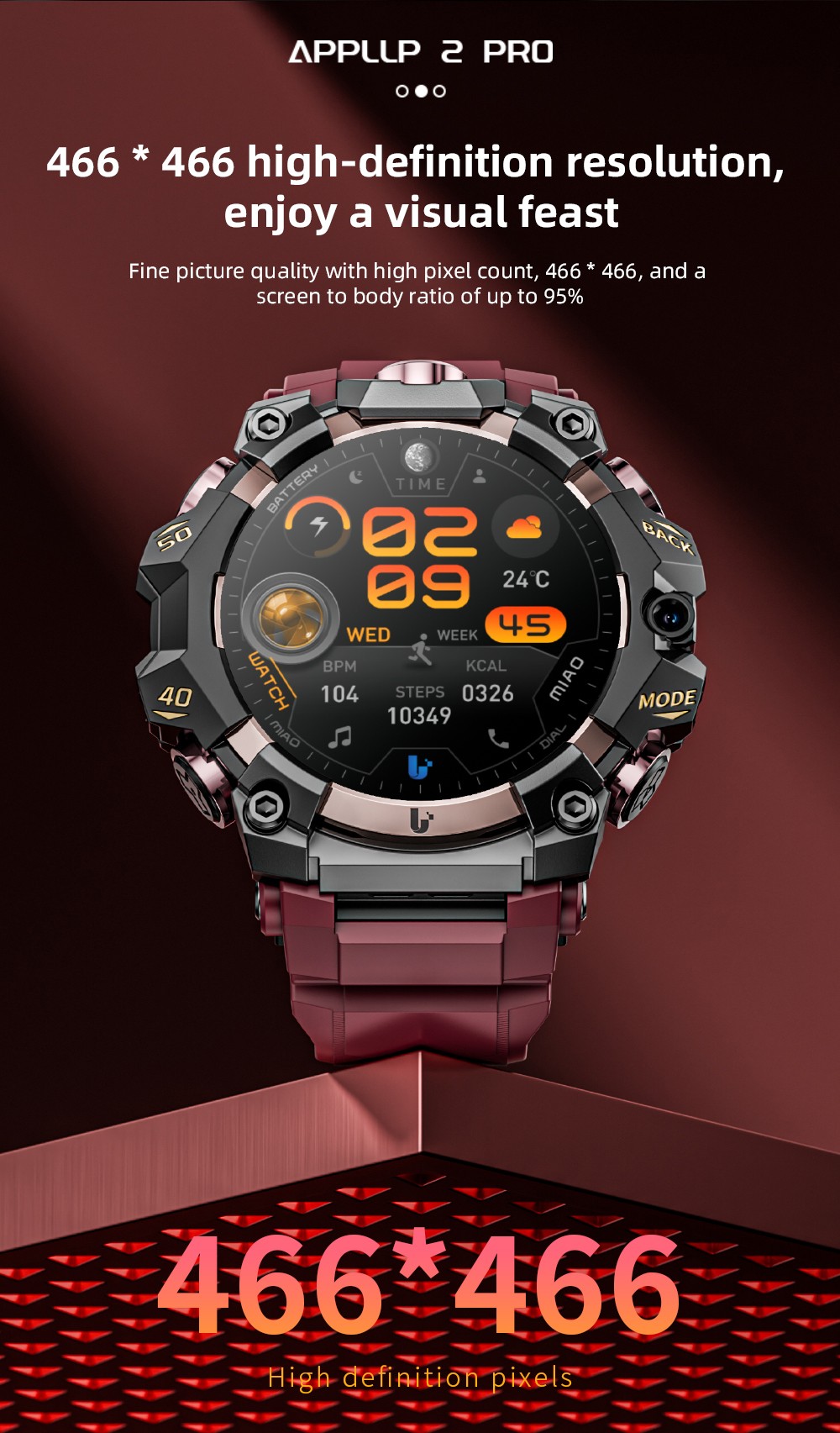 LOKMAT APPLLP 2 Pro Smartwatch 1 508 inch AMOLED Screen Supports 5G LTE Dual Cameras Facial Recognition Health Data Monito