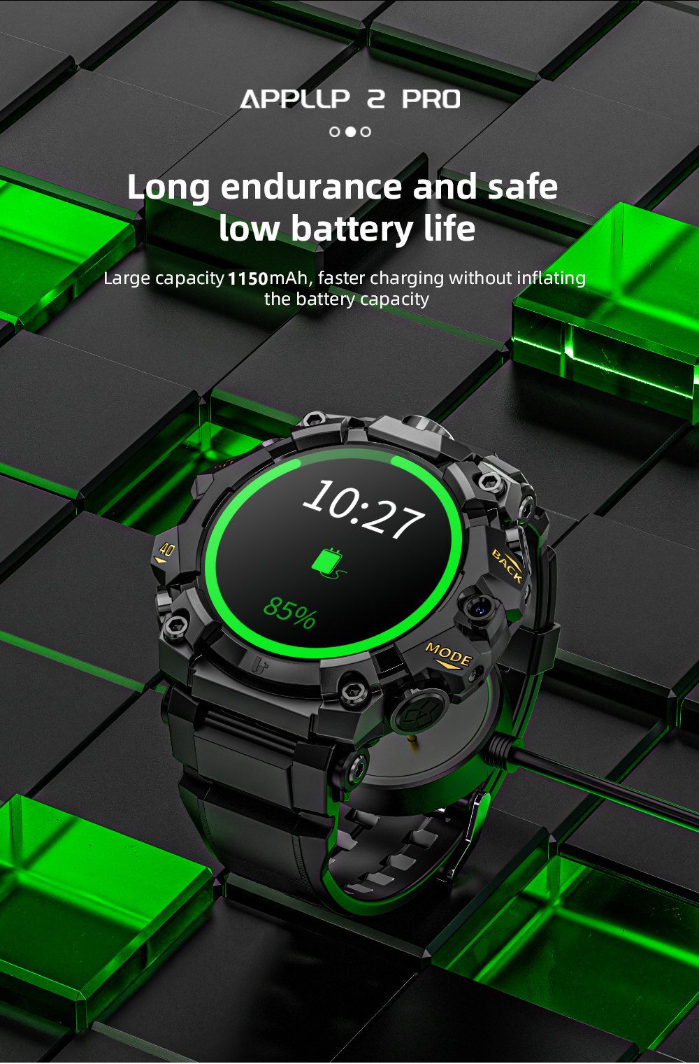 LOKMAT APPLLP 2 Pro Smartwatch 1 508 inch AMOLED Screen Supports 5G LTE Dual Cameras Facial Recognition Health Data Monito