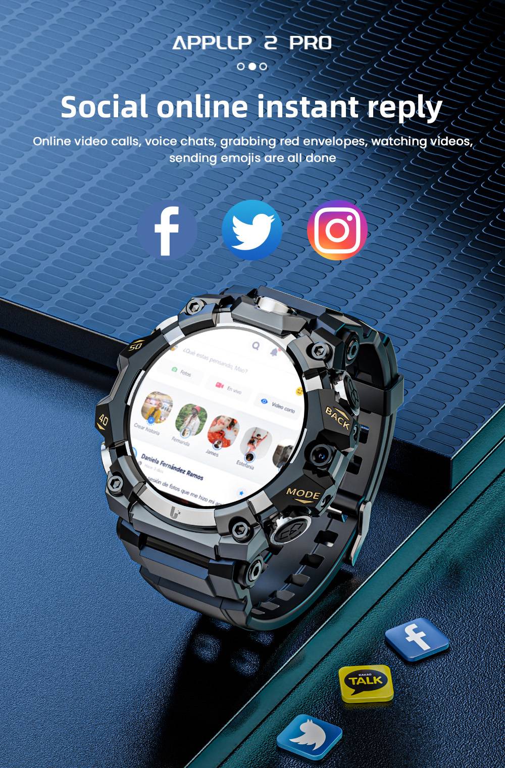 LOKMAT APPLLP 2 Pro Smartwatch 1 508 inch AMOLED Screen Supports 5G LTE Dual Cameras Facial Recognition Health Data Monito