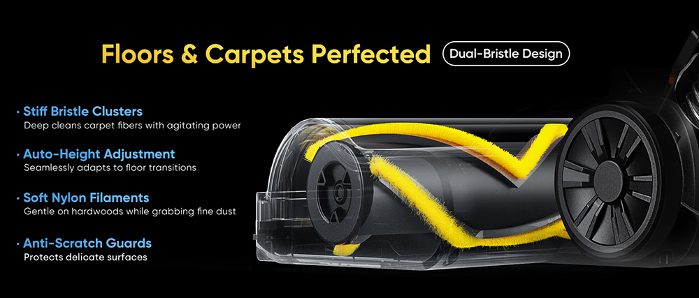 Vactidy V12 Cordless Vacuum Cleaner 50000Pa Suction 450W Motor 2-in-1 Wet Dry Vacuum LED Display 50-Min Runtime 0 5L Dust