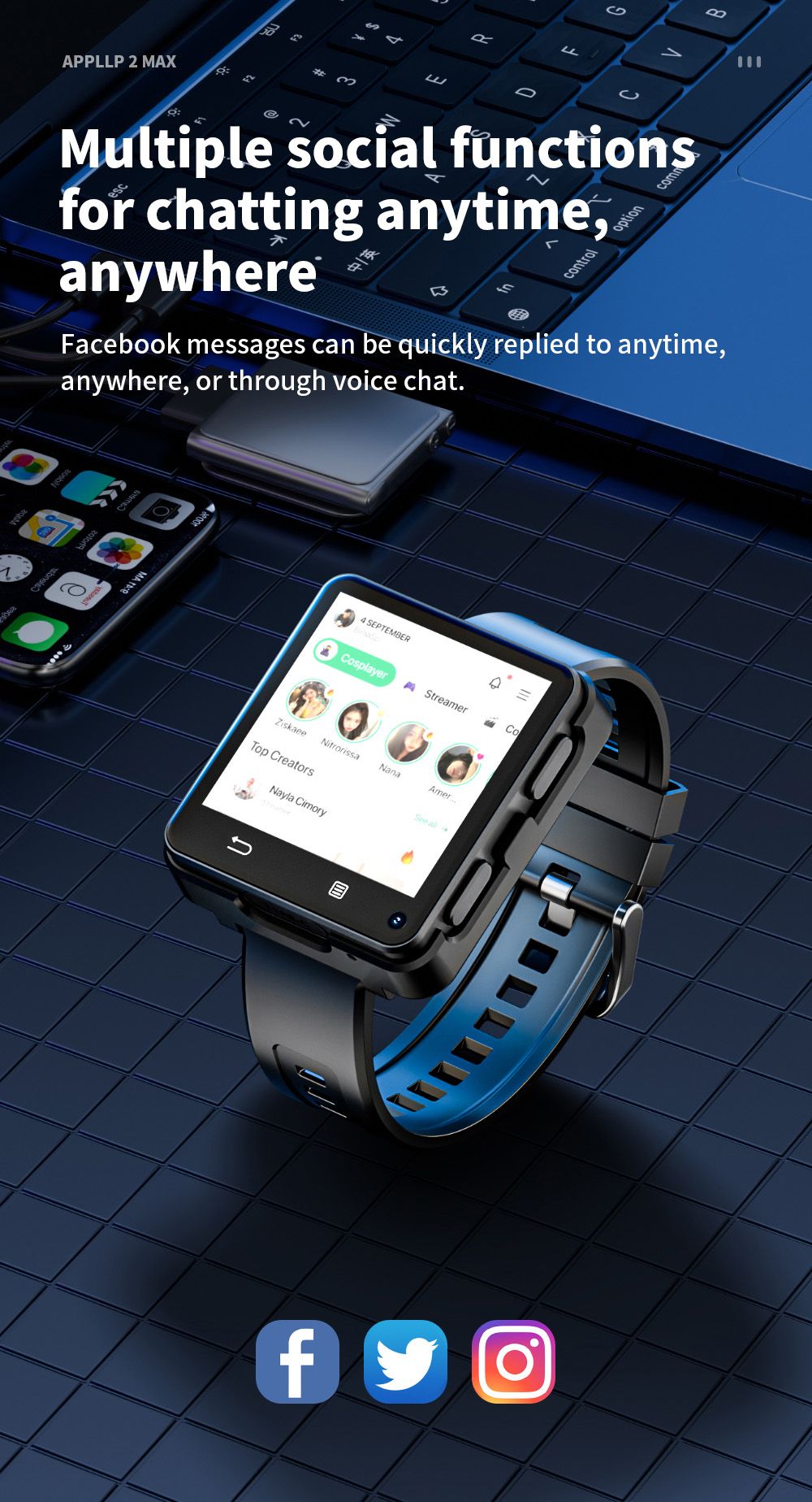 LOKMAT APPLLP 2 MAX Detachable Smartwatch 4GB RAM 64GB ROM 2 64-inch Screen Android 11 Support 4G/5G SIM Bluetooth Connect