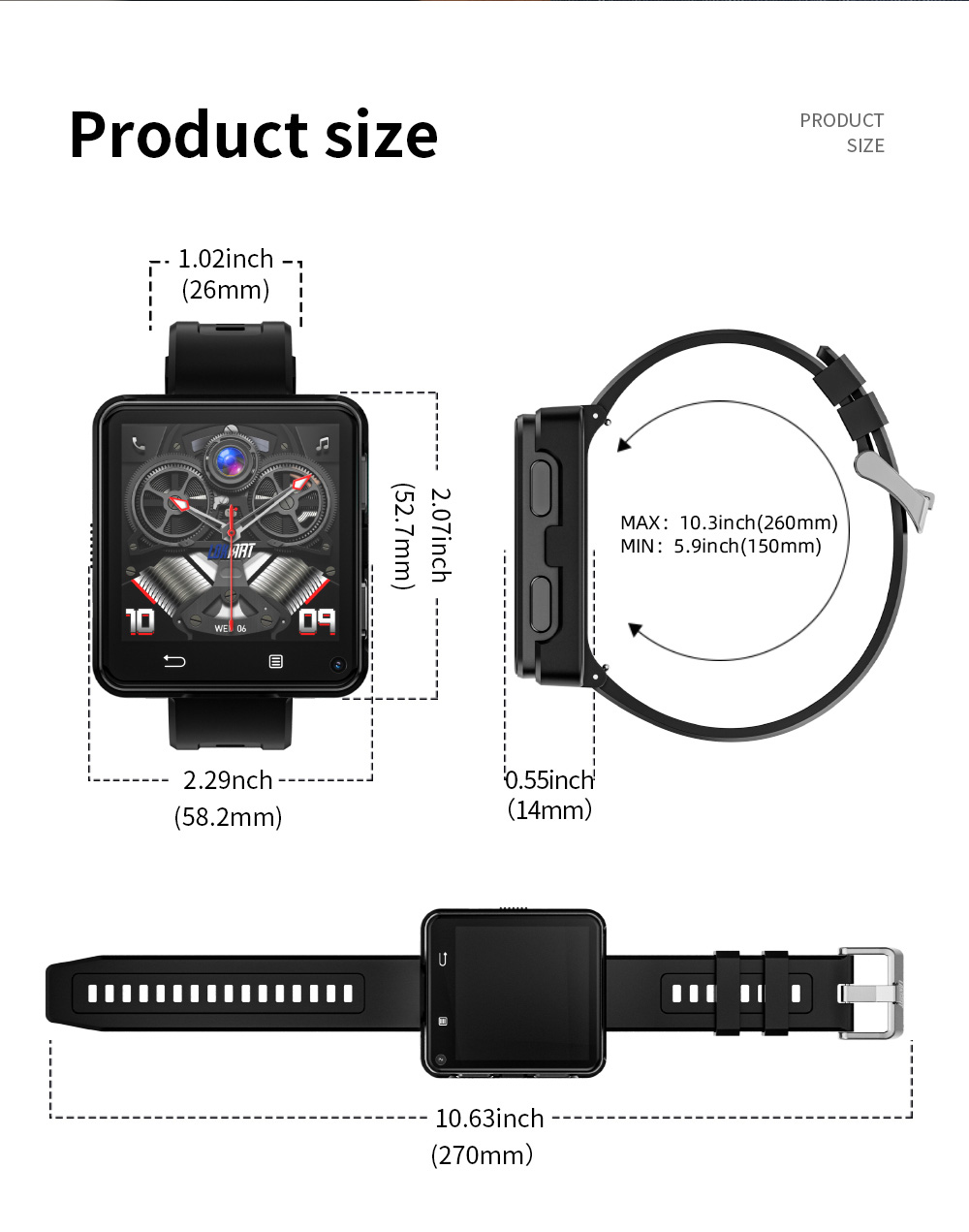 LOKMAT APPLLP 2 MAX Detachable Smartwatch 4GB RAM 64GB ROM 2 64-inch Screen Android 11 Support 4G/5G SIM Bluetooth Connect