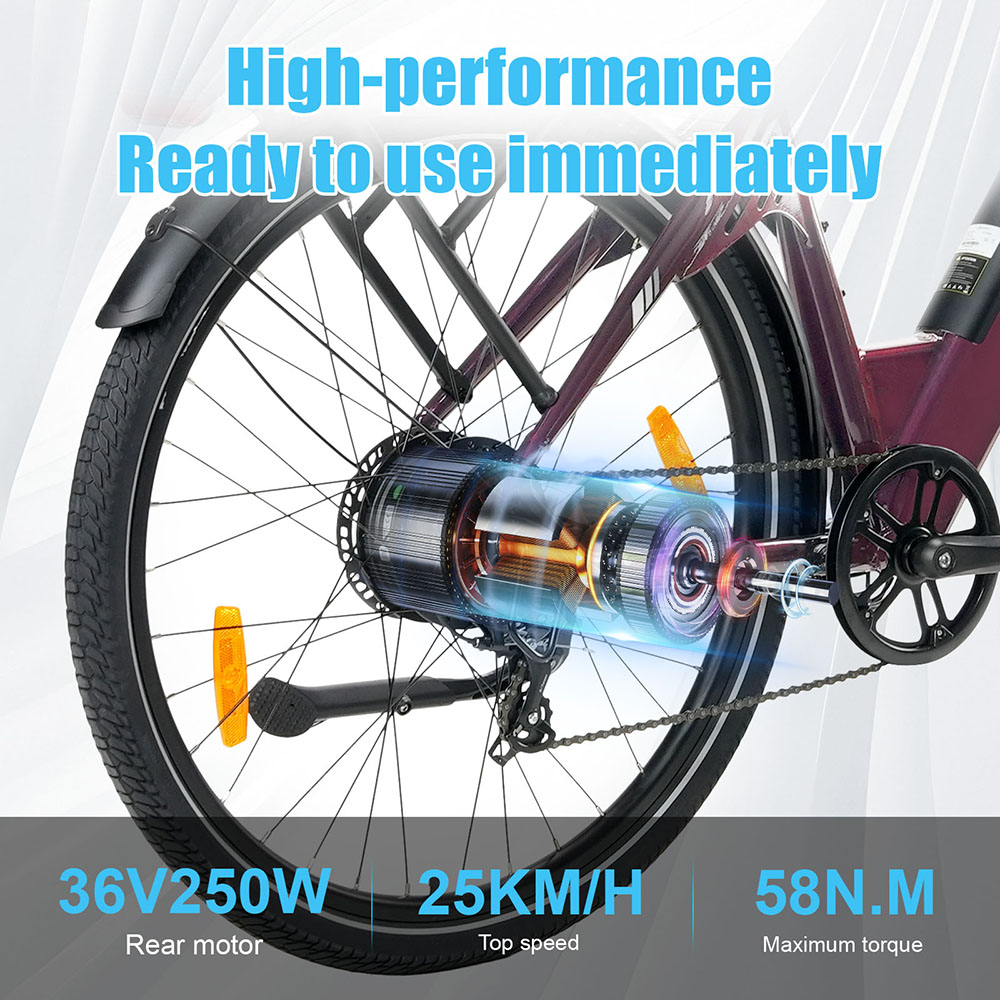 TTGO C3 Pro Electric Bike 250W Motor 36V 20Ah Battery 28 inch Tires 25km/h Max Speed 120km Max Range Hydraulic Disc Brake
