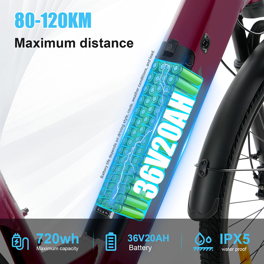 TTGO C3 Pro Electric Bike 250W Motor 36V 20Ah Battery 28 inch Tires 25km/h Max Speed 120km Max Range Hydraulic Disc Brake