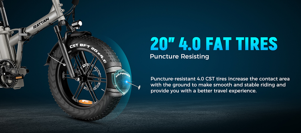 RATTAN LM Ultra Electric Bike  1000W Motor  48V 40 5Ah Battery  20*4 inch Tires  50km/h Max Speed  190km Max Range  Hydraulic B