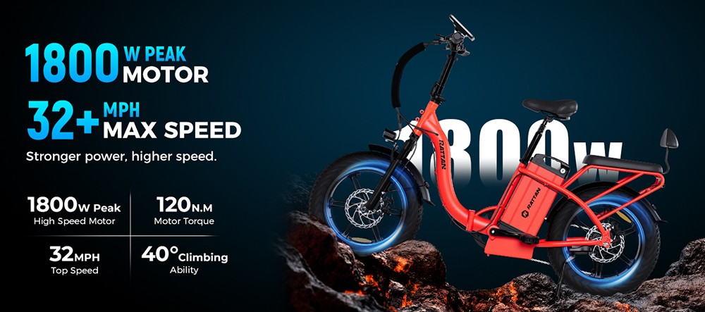 RATTAN LM Ultra Electric Bike  1000W Motor  48V 40 5Ah Battery  20*4 inch Tires  50km/h Max Speed  190km Max Range  Hydraulic B