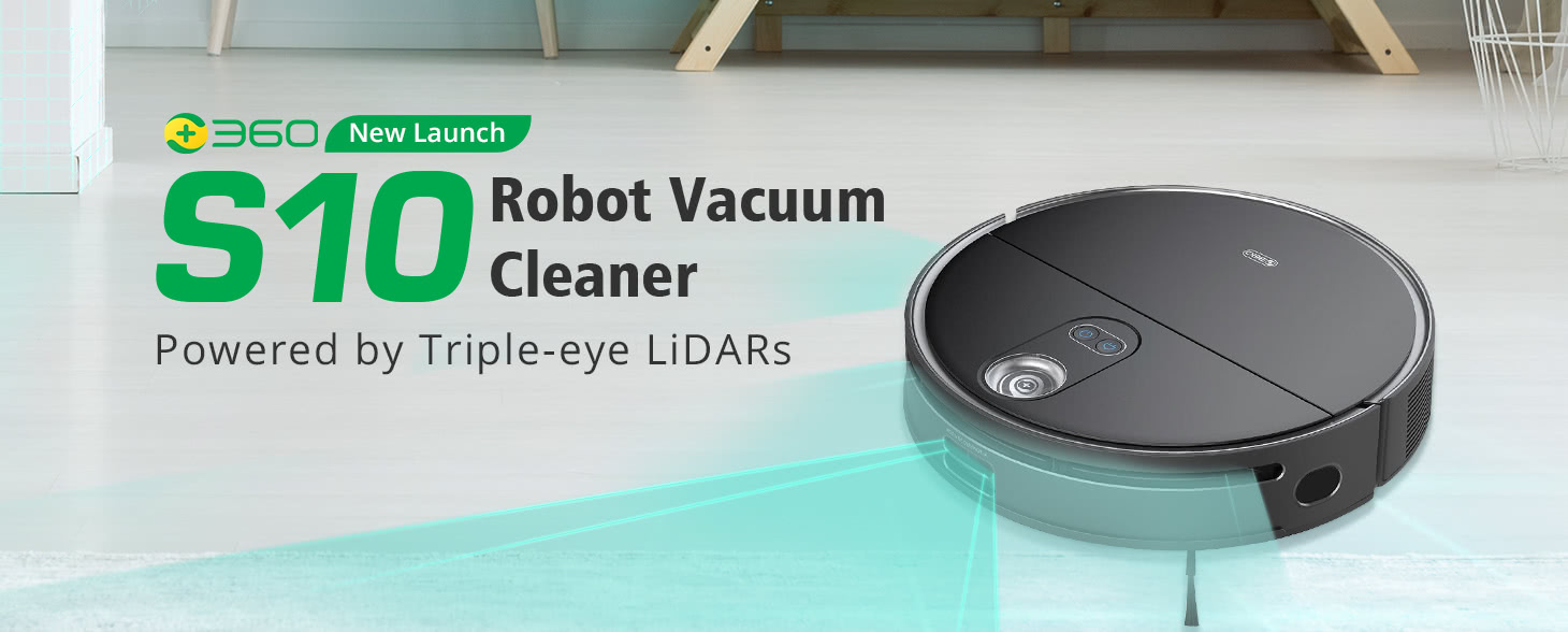 360 Smart Life Robot Vacuum Cleaner S10, Black (360S10BLACK)